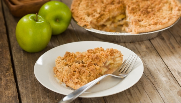 Slice of apple crumble pie at Silver Spike Bar & Grill, a Dilworth Minnesota restaurant.